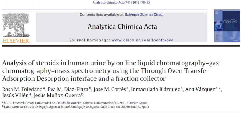 Analysis of steroids in human urine by on-line liquid chromatography-gas chromatography-mass spectrometry using the Through Oven Transfer Adsorption Desorption Interface and a fraction collector.