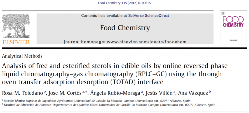 Analysis Of Free And Esterified Sterols In Edible Oils By On Line Reversed Phase Liquid Chromatography-Gas Chromatography Using The Through Oven Transfer Adsorption Desorption (TOTAD) Interface.