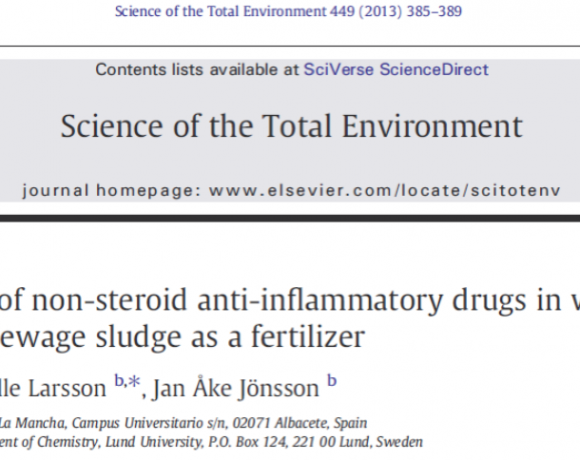 Study of the uptake of non-steroid anti-inflammatory drugs in wheat and soybean after application of sewage sludge as a fertilizer